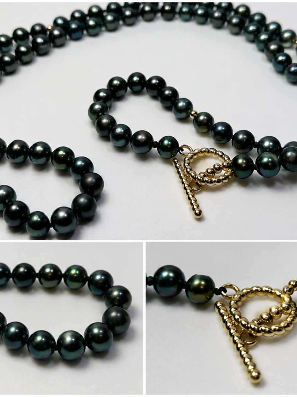 Neck-05-Peacock-BlK-High End Peacock Black Pearl Opera Necklace Set